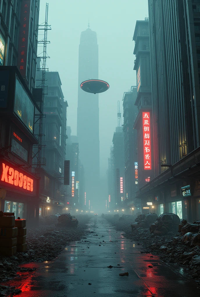 Vertion Dark Fantasy of Movie Blade Runner 2049, Panoramic view of City, NeoPunk, CiberPunk, Distopic City, Distopic View, Skine Line, Buildings, spinner vehicule, rain, ligths, smoke, nigth, realism, hiper realism, photo realism, perfection, master piece, beautiful view, mist, hologram, advertising, merkating, human, people, 8k, 4k. Sciencie fiction, architecture, android, robot, neon ligth, trash, garbage.