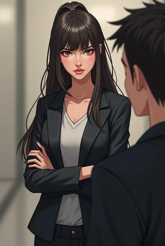 A girl who looks at a boy with disgust