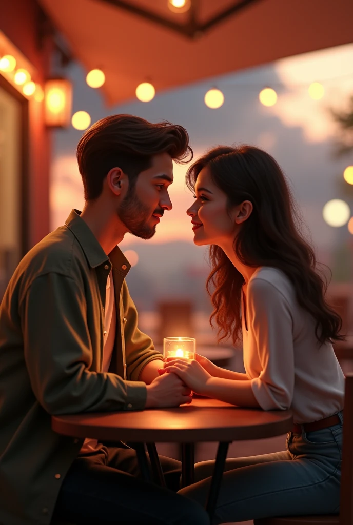 Couple on a date, close to each other