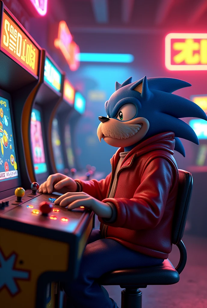 Robotnik and browser playing arcade from Label Só 1 Ficha