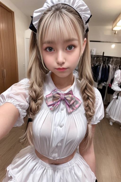 (masterpiece,best quality:1.4),(8k,raw photo,photo realistic:1.2),UHD, ,(shiny skin:1.4),detailed skin,detailed face,detailed eyes,(beautiful sparkling eyes:1.2),Symmetrical eyes,Detailed ear,1girl,natural make-up,(((Japanese idol))),((beautiful Japanese)),(face of the Golden Ratio),Super detailed Background,Beautiful shiny hair,Twintails)),,(((cute teen maid))),(Average teen breasts),,upper body,(Detailed Lolita Maid Outfits,Teenagers),,,Professional Lighting,,(Very detailed ,cute uniforms design,online shopping,LUMINE® Market,),,cute Instagram Style Maid,,,(Detailed Akihabara Maid Cafes,Great location),sakuragun,