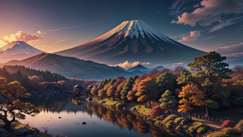 Fuji Mountain, Honshu, (figure: 1.0), A magnificent composition, Realistic lighting, High-resolution details, Tabletop, Highest quality, (Highly detailed CG synthesis 8k wallpaper), 1 person -- Auto