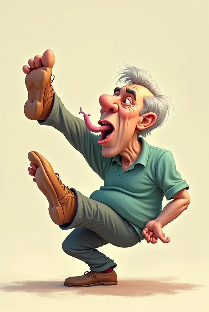 Man licking his own foot