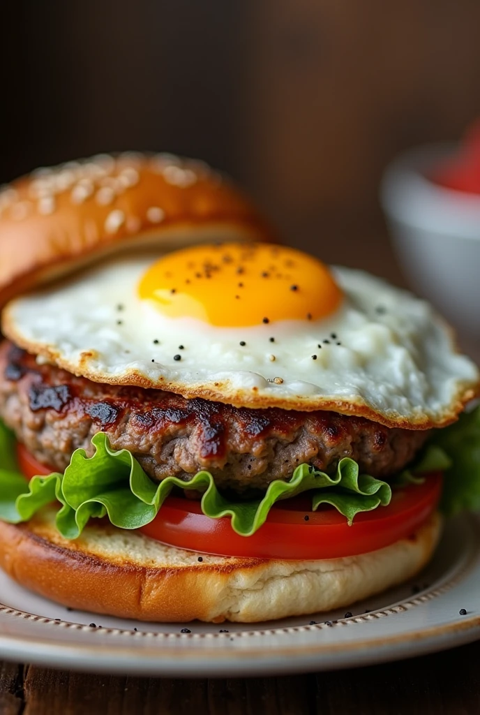 broaster burger and fried egg