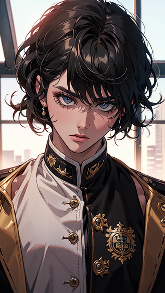 Occupation: Exemplary student, leader of a secret student gang Age: 19 years
Appearance: Arrogant and imposing, with black hair and cold eyes. Dress in the academy uniform, but with an air of rebellion.
Personalidade: competitive, impulsive and power-hungry. Sees players as rivals and will do everything to overcome them.