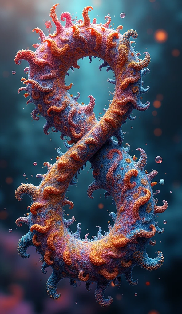 A highly detailed fractal art depicting the word "INFINITY" in an abstract, surreal style, with intricate patterns and organic shapes, vibrant colors, and a sense of depth and infinity, masterfully rendered with photorealistic quality, 8k resolution, and exceptional attention to detail.