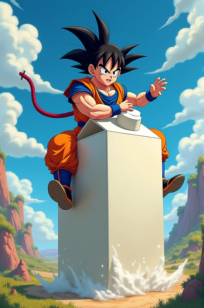Goku riding milk
