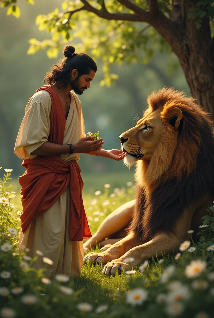 Raghu: "Don't worry, lion, I will arrange something to eat for you. You take rest."