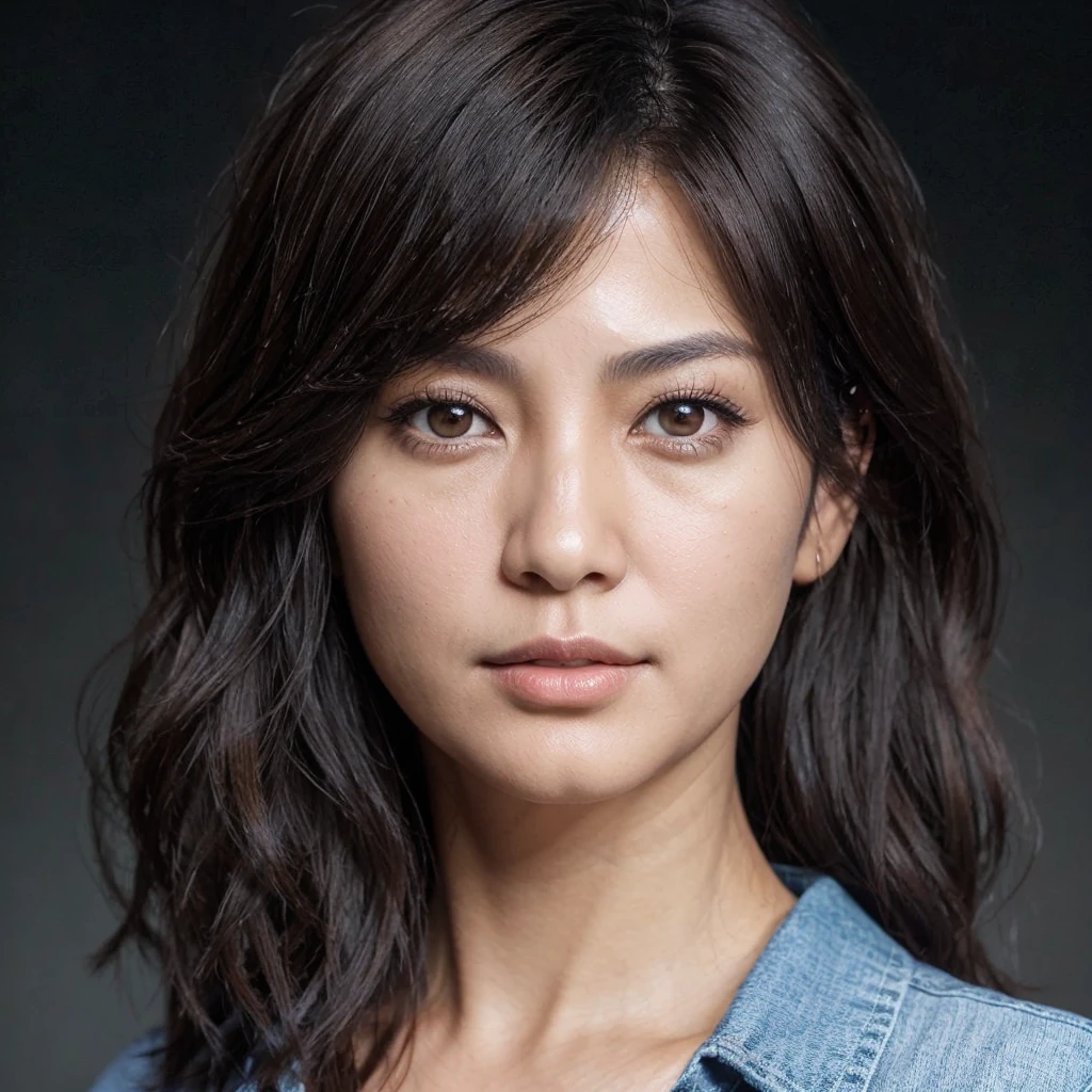 realistic, 40 year old female, nationality: japanese-filipino, dark brown eyes, and dark brown hair, apperance looks 25-30