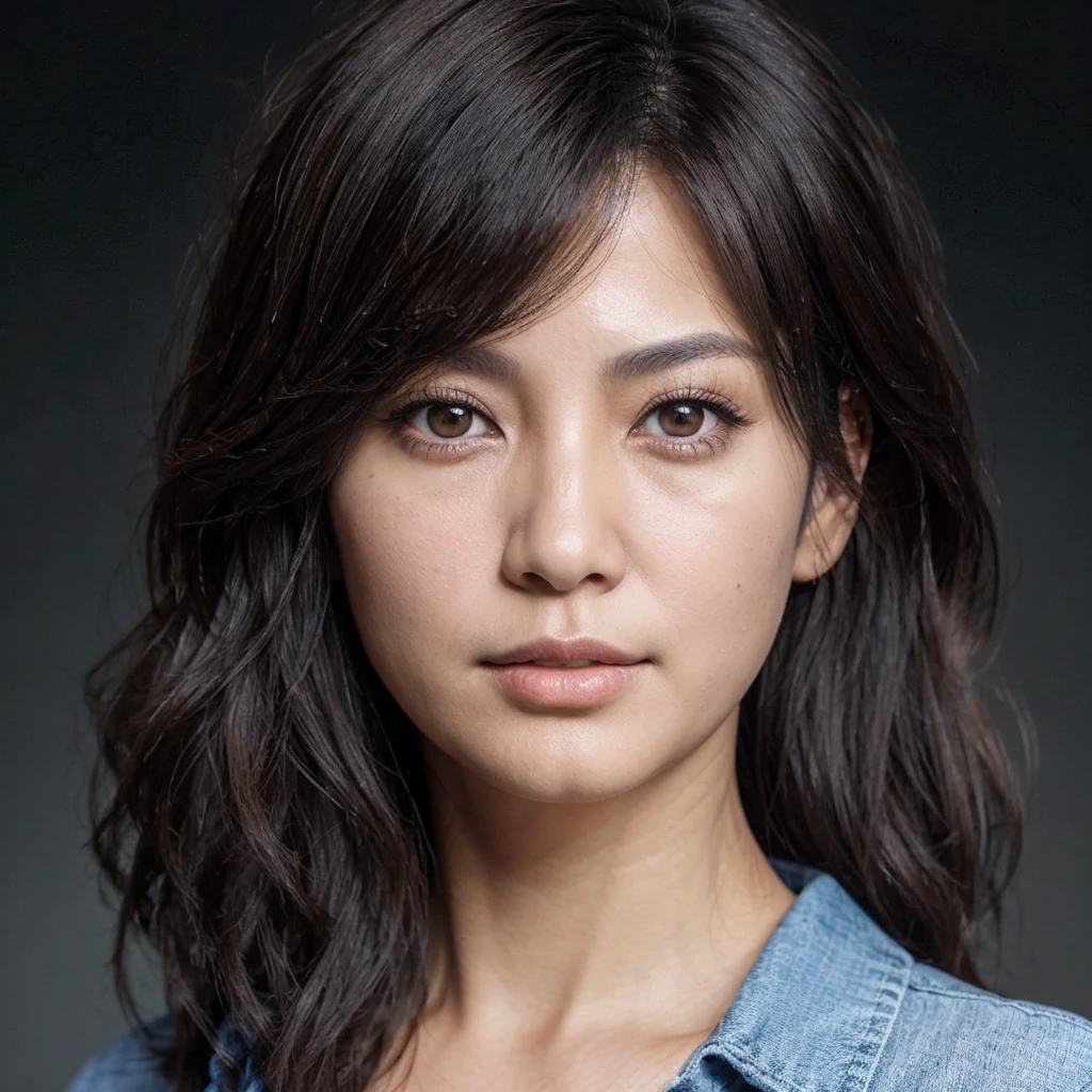 realistic, 40 year old female, nationality: japanese-filipino, dark brown eyes, and dark brown hair, apperance looks 25-30