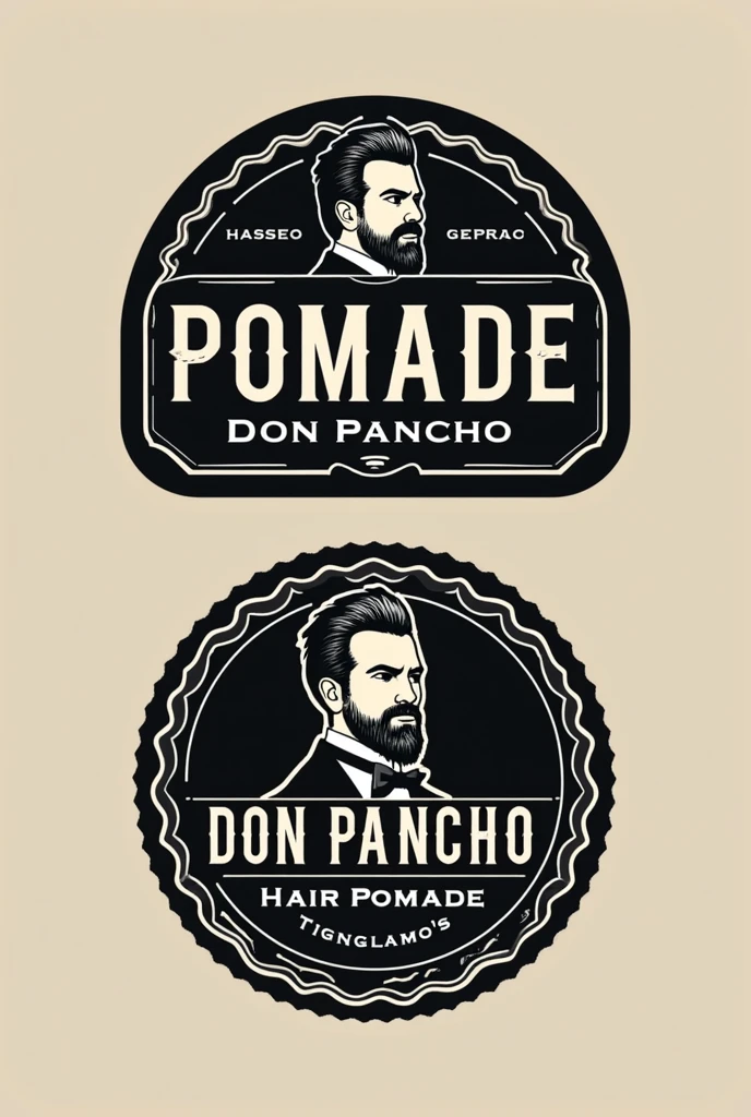 Create a logo for a hair pomade brand, I want it to be eye-catching, Elegant at first glance and generates a lot of sales. I want the brand to be called "Pomade Don Pancho" And let it be the label for a minimalist packaging. Following this design I would like you to now make the label for the sides of the container.. I want a modern design 2024