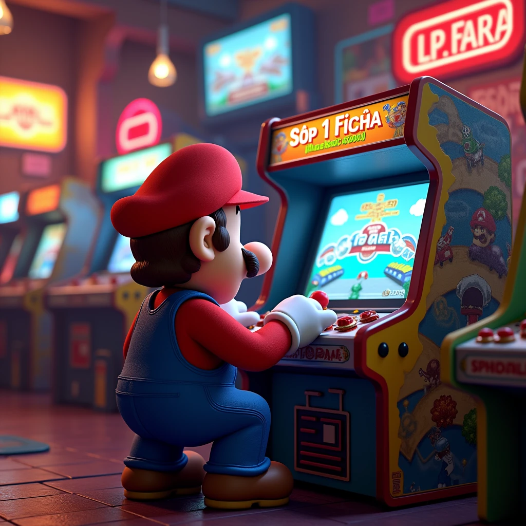 Mario from playing top gear on arcade from label Só 1 Ficha