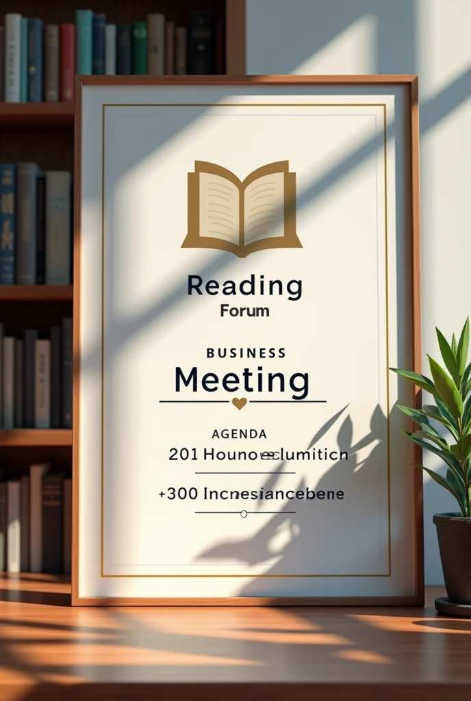 Business meeting poster with agenda Logo design.Location reading room and time 3 PM.