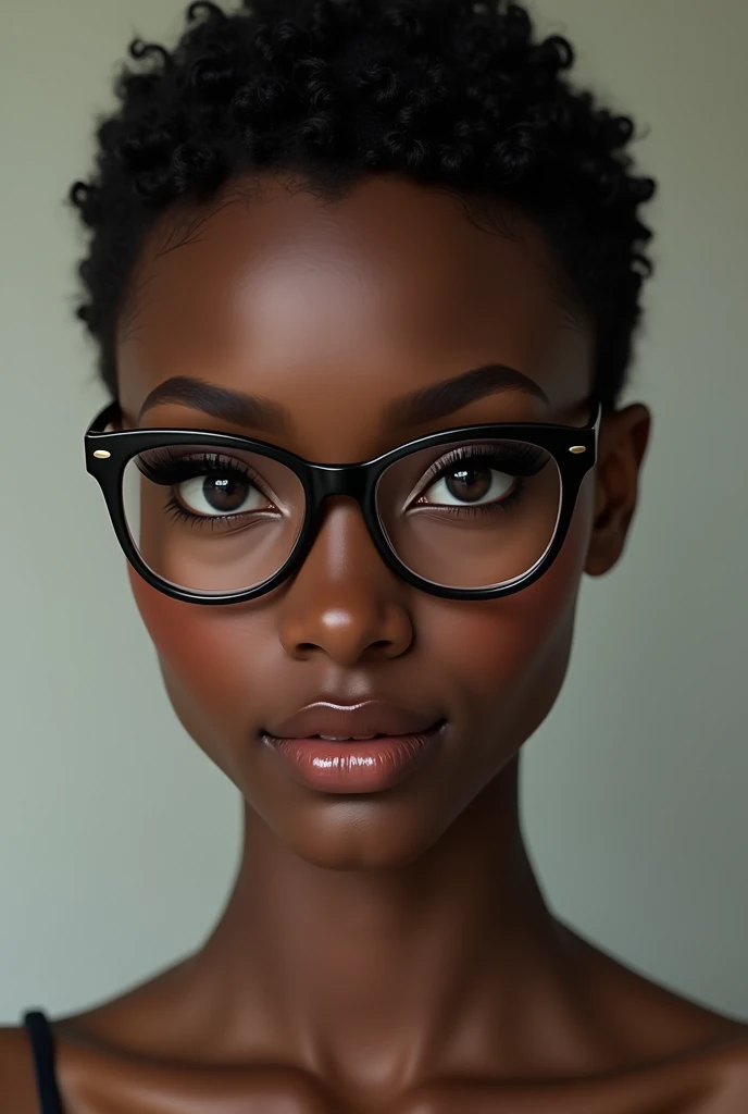 Black woman, beautiful eyes,short hair with glasses