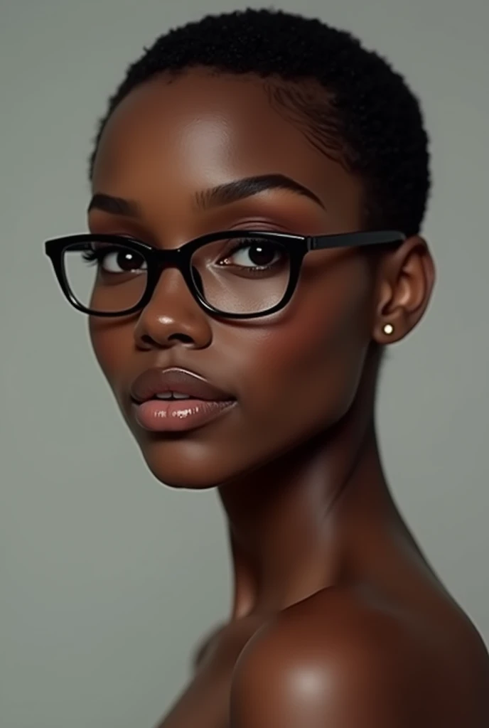 Black woman, beautiful eyes,short hair with glasses