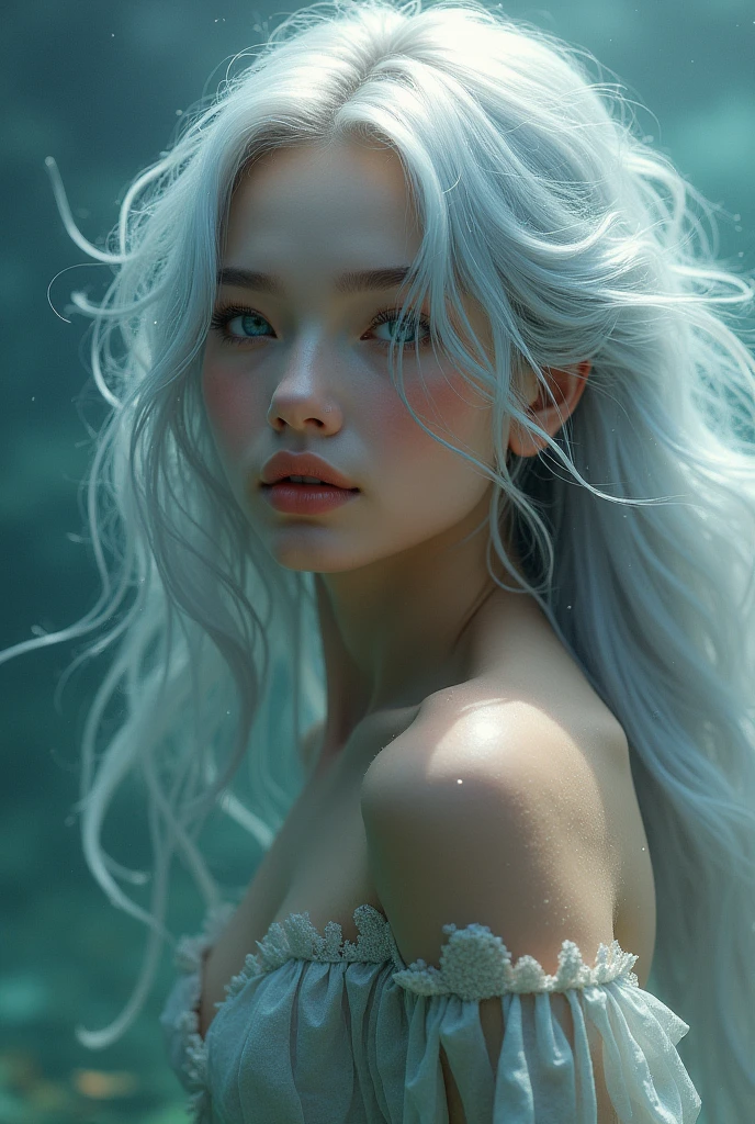 A mermaid with a silver hair portrait
