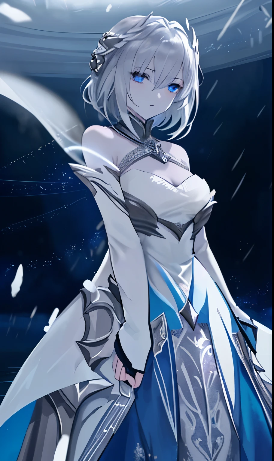 Beautiful dresses that reveal silvery skin, battle attire, female knights, snowstorms, flashes of light,