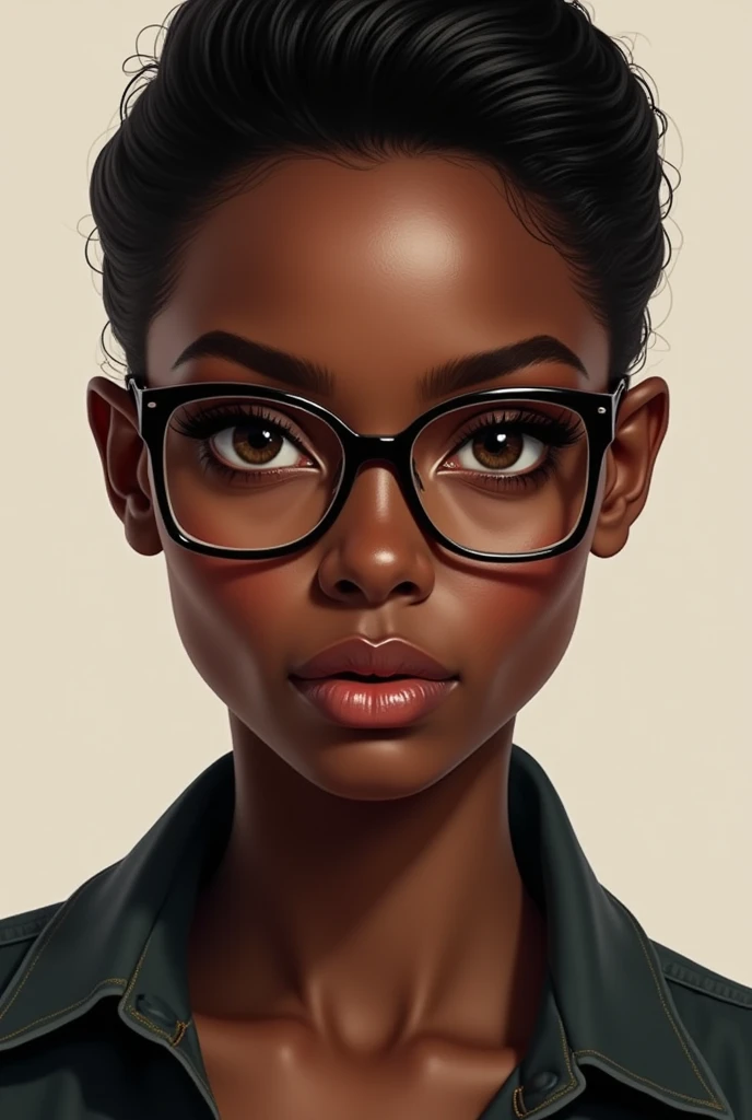 Black woman, beautiful eyes,short hair with glasses 