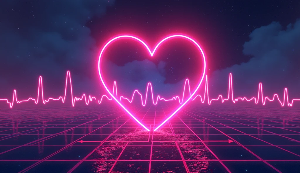 edm music, illustration, Neon Heartbeat
