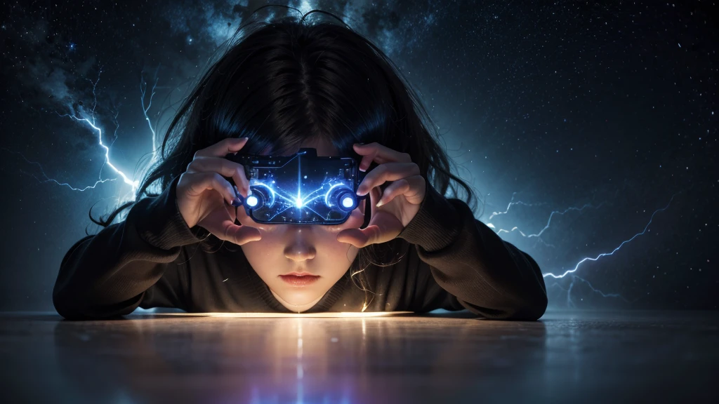 "Pixel-Brain": A brain made of pixels, representing intelligence and connection with technology and video games.
"Open Book with Constellation": An open book with a constellation of stars inside, symbolizing the exploration of imaginary worlds and knowledge.
"Controller with Lightning": A video game controller struck by lightning, transmitting energy and passion for video games.