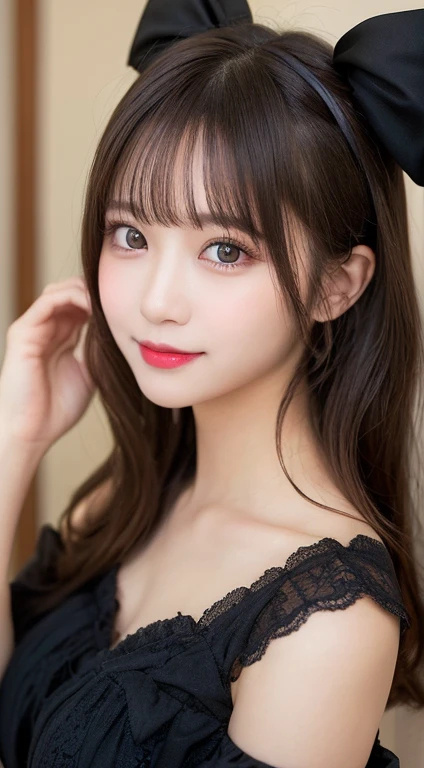 Tabletop, Highest quality, shape, Very detailed, finely, High resolution, 8k wallpaper, 完璧なダイナミックな構shape, Beautiful and detailed, Natural color lip, Random sexy poses,smile、20-year-old girl、Midnight、Beautiful and dense face、Perfect and beautiful face,Big eyes、Actual Photos(Best image quality),Lightweight off-the-shoulder dress、Looking into the camera、Please stand、Putting on gal makeup,Blurred Background、ta Fashion