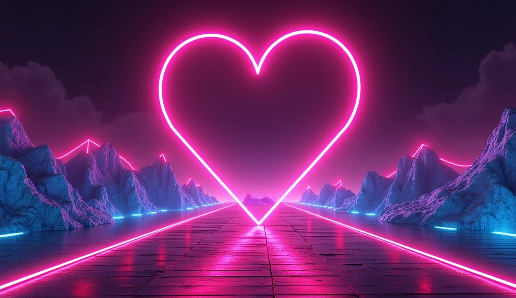 edm music, illustration, Neon Heartbeat, eletronic music show, illustration 3d