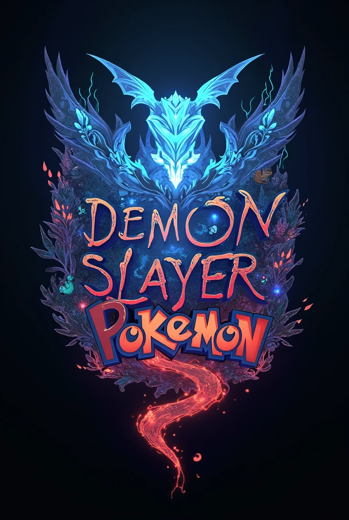 Create a text  logo for demon slayer X pokemon