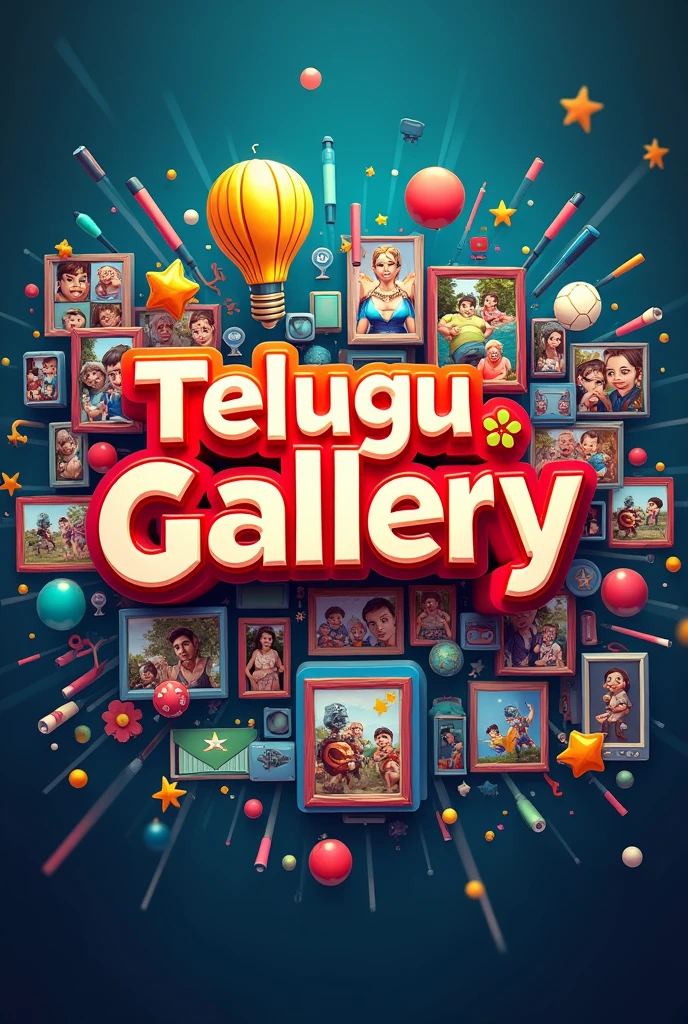 I have created a new youtube channel naming telugu gallery having motivation, entertainment, gaming, fun and sports can you please create a profile image with channel name big and middle of Image