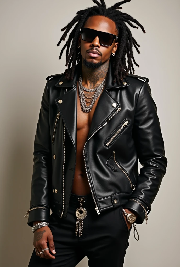 
Style Zaza Gatti with dreadlocks and modern Chris Brown-style. tight clothes, statement jackets, Slim fit pants and accessories like chains.



