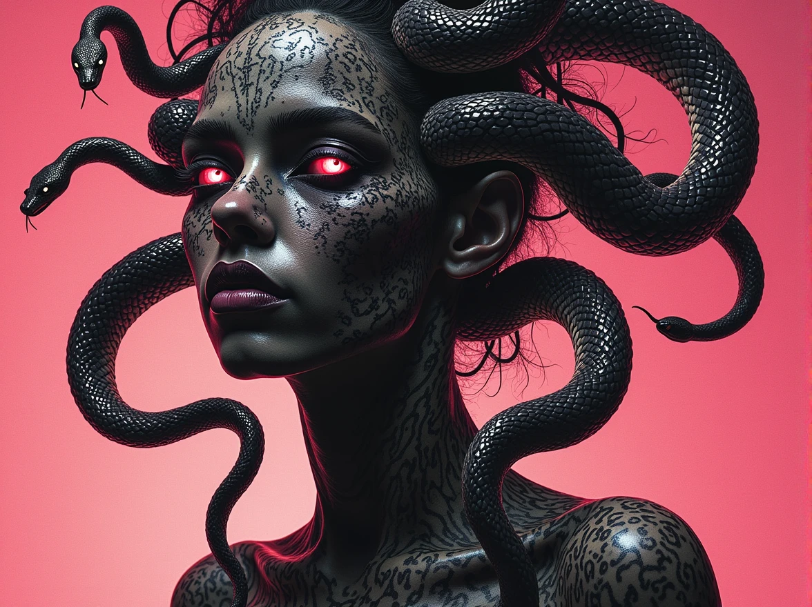 long straight black-haired, (young 19 yo age, chinese girl Du Juan), skinny, athletic, petite, ((full lips with red lipstick, pink geisha blush, style eyeliner mascara eye-shadow make-up)), sexyude (y large tentacles horns wrapping around her)) emerging from within a glossy slimy mucus covered round black meteoroid in foggy volumetric alien tentacle landscape