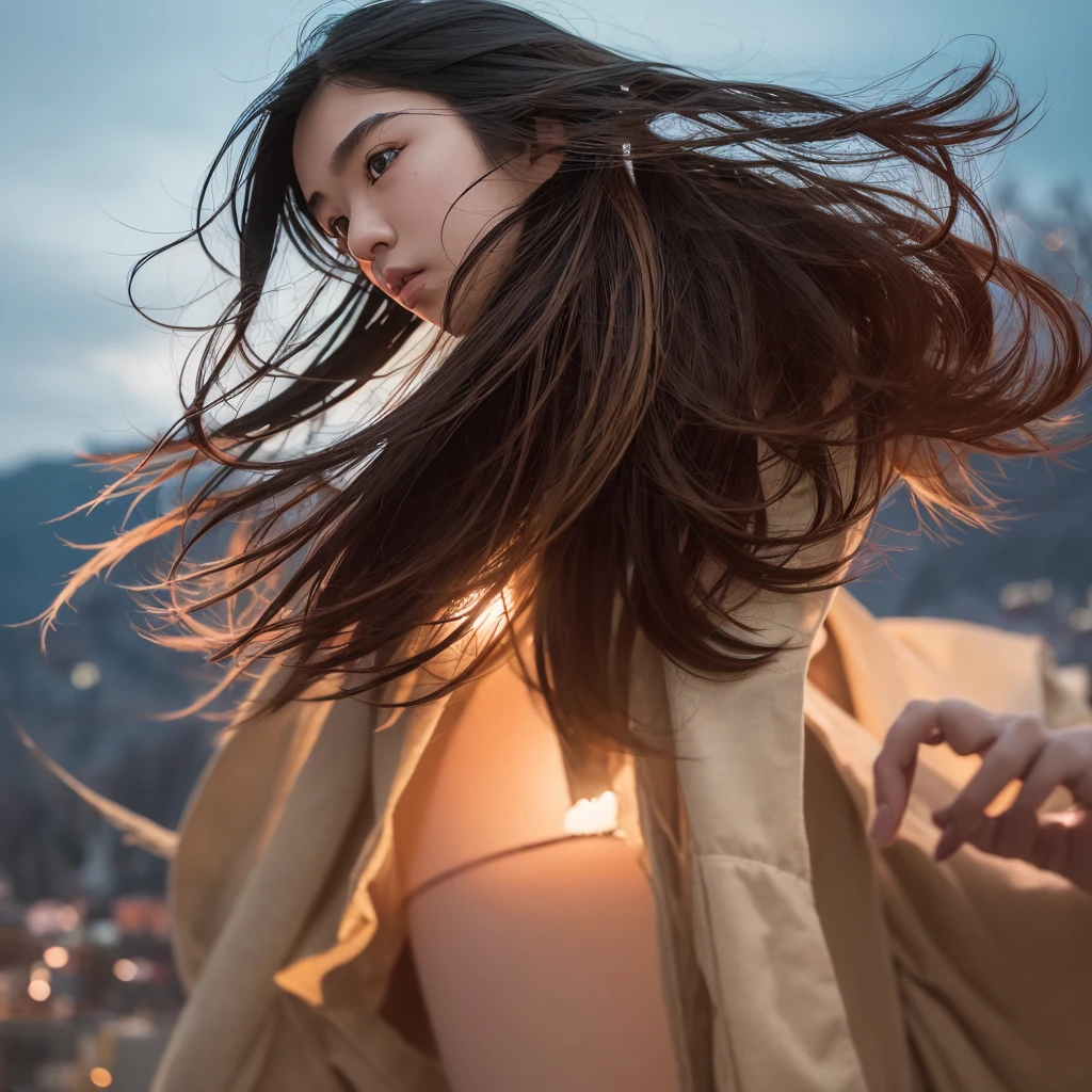 a beautiful age japanese schoolgirl in a school uniform, long black hair, waving to her friend, photorealistic, highly detailed, 8k, realistic lighting, cinematic, dramatic angle, vivid colors, beautiful scenery, cityscape background, (best quality,4k,8k,highres,masterpiece:1.2),ultra-detailed,(realistic,photorealistic,photo-realistic:1.37),dramatic lighting,intricate details,vibrant colors,cinematic composition,dynamic pose,emotional expression
