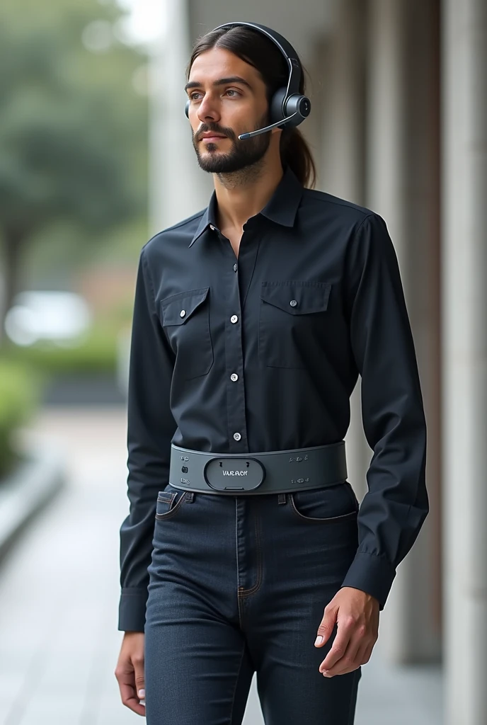 Create the plans for a smart belt, measuring 100 centimeters long and 5 centimeters wide. That it has sensors in all its parts to detect objects around it and that with the help of small motors positioned throughout the belt area, they vibrate when the sensor detects a nearby object.. Also with an on/off button, a button to adjust the vibration levels and a switch to charge the belt. at the same time, This belt must be connected to a wireless headset that will provide more detailed information about the objects captured by the sensors..
