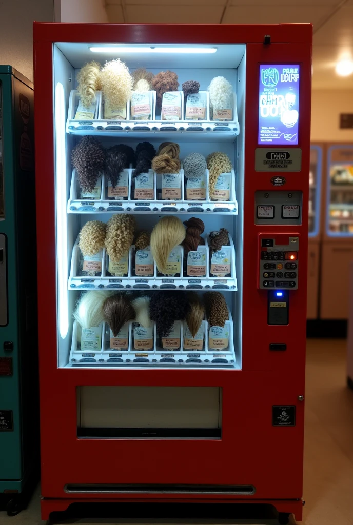 realistic vending machine with hair bundles