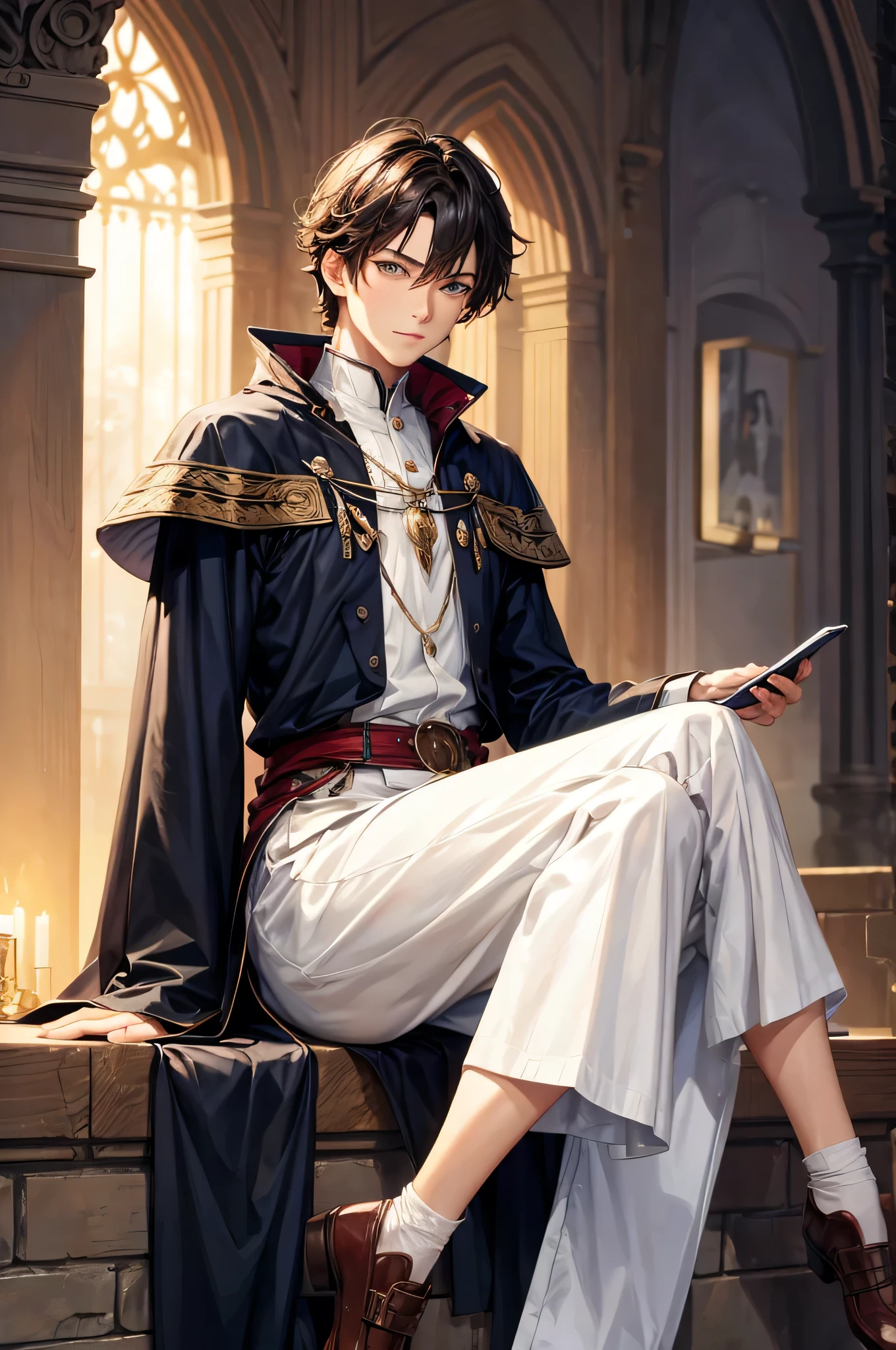 stand, facing back, handsome young man