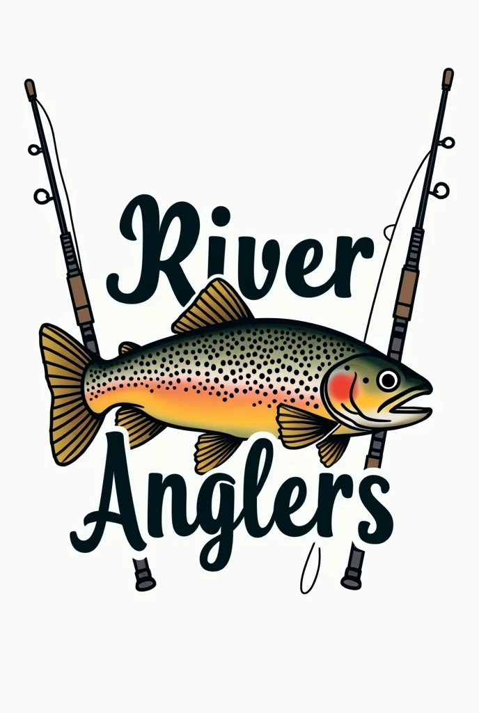 You can create a logo with the name River Anglers where a brown trout appears and two fly rods on the sides