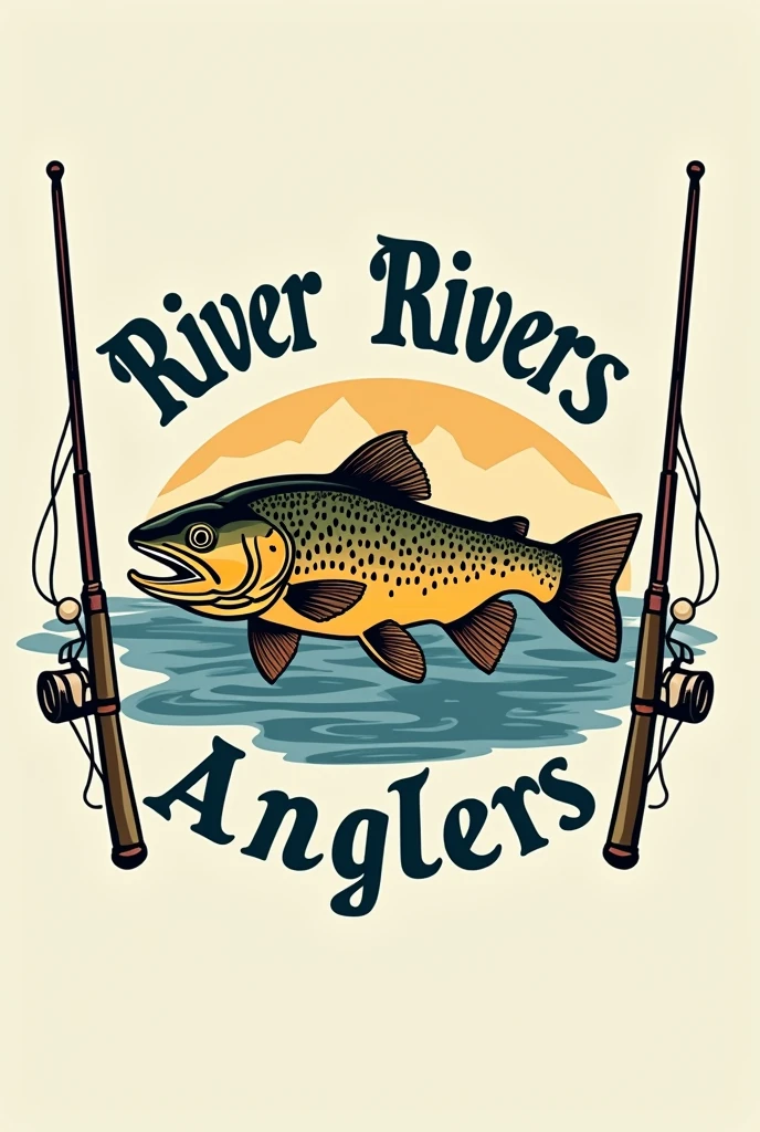 You can create a logo with the name River Anglers where a brown trout appears and two fly rods on the sides