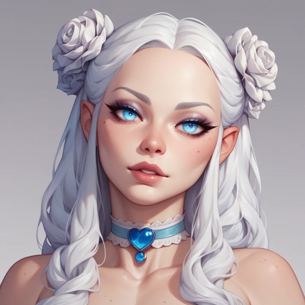 1girl,Whitehair,bluehair,Whiteandblueeyes,snowgirl