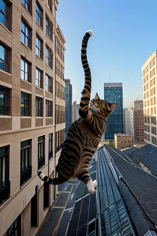 cat falling from top of the building