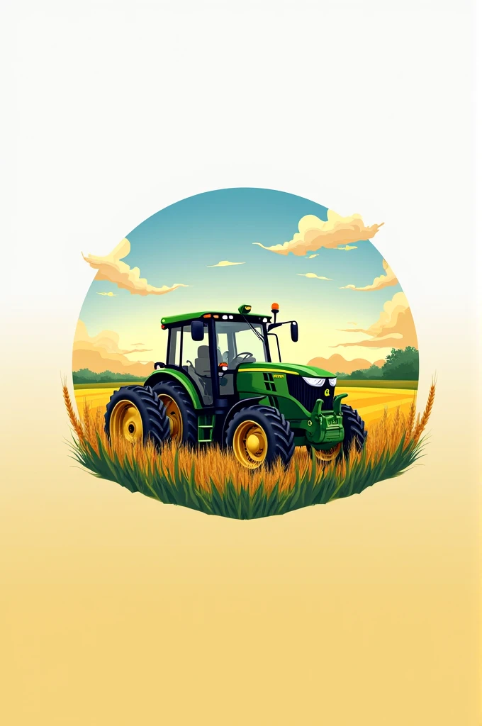 create a professional logo named " Yadav Krishi form" A John Deere tractor is a wheat field in agriculture in India