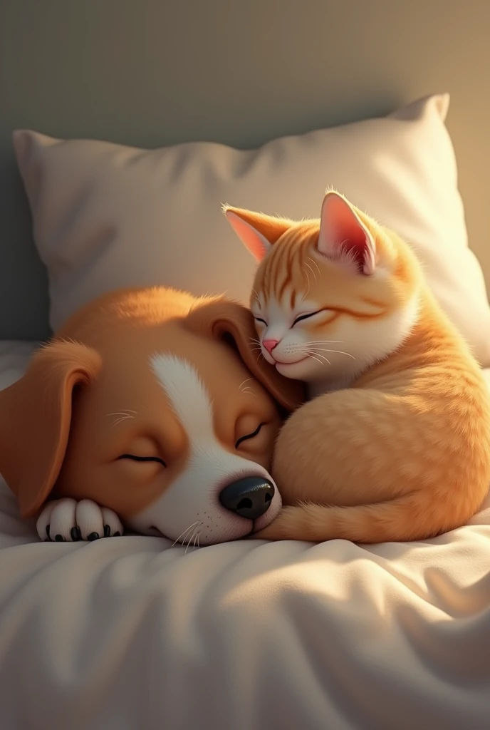 Cat sleeping on dog