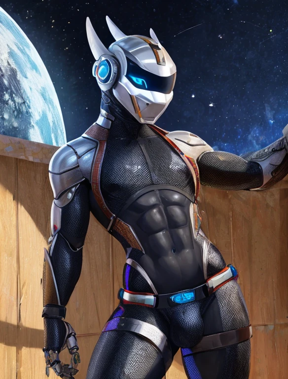 A slim, (muscular) ((male)) ((mechanical)) (((dragon))) standing in a flirty pose with a tail, wearing a Daft Punk helmet. male focus, detailed eyes, ((sleek metal body)), ((Black and silver body)), high quality, best quality, concept art, photorealistic, octane render, unreal engine, sharp focus, full body image