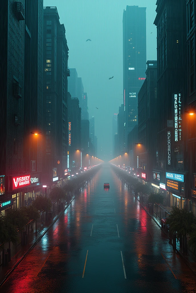 Vertion Dark Fantasy of Movie Blade Runner 2049, Panoramic view of City, NeoPunk, CiberPunk, Distopic City, Distopic View, Skine Line, Buildings, spinner vehicule, rain, ligths, smoke, nigth, realism, hiper realism, photo realism, perfection, master piece, beautiful view, mist, hologram, advertising, merkating, human, people, 8k, 4k. Sciencie fiction, architecture, android, robot, neon ligth, trash, garbage.