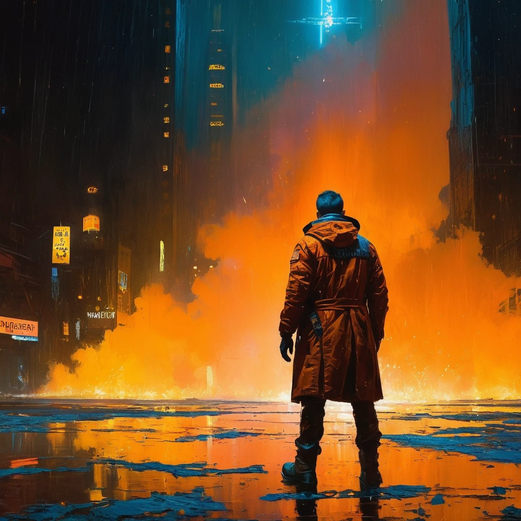 action movie still, (((in style of Jeremy Mann and Wadim Kashin))), (black and orange), vintage, parallel symmetry, sparks,
masterpiece, visually stunning, evocative, best quality, very intricate and detailed,