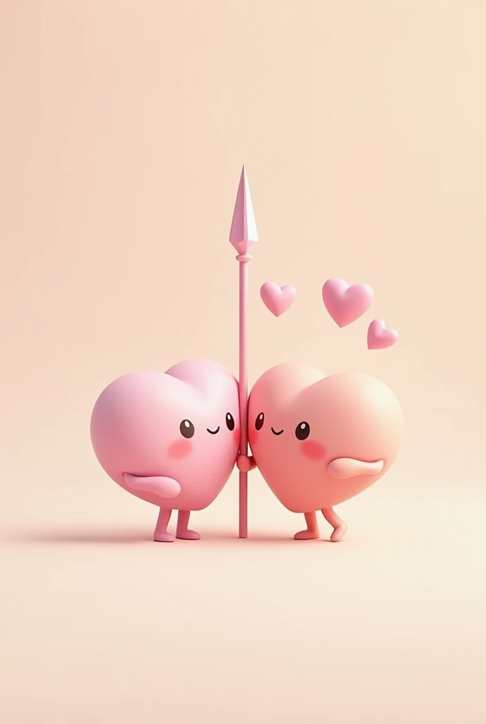 A javelin hitting a heart cute loving, it should come sideways horizontally towards the heart a hit it with cuteness and gently just the javelin and the heart no other objects please