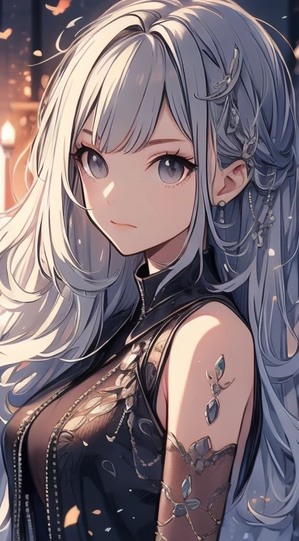 masterpiece, Highest quality, Official Art, Very detailed CG ユニティ 8k 壁紙, Very detailed, figure,Gray Hair,