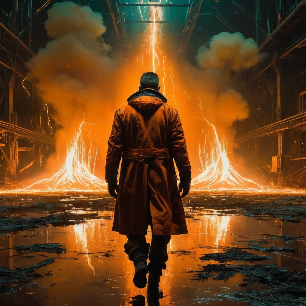 action movie still, (((in style of Jeremy Mann and Wadim Kashin))), (black and orange), vintage, parallel symmetry, sparks,
masterpiece, visually stunning, evocative, best quality, very intricate and detailed,