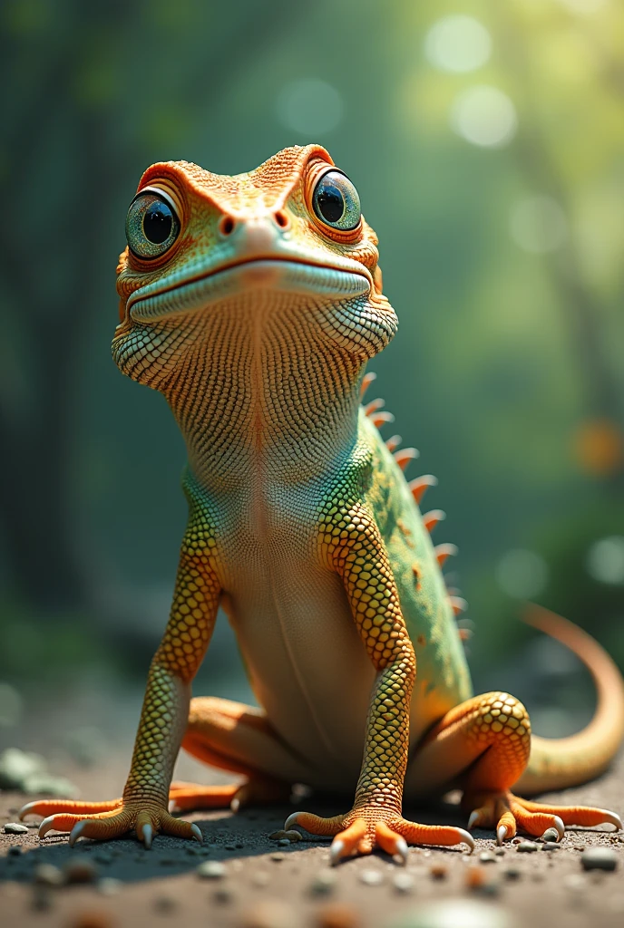 The house lizard that never bloomed was very cheerful today.

When the chameleon saw it crossing the road, it smiled and said, “Hello.”

“Hello.” The lizard said. “You here?” The chameleon's throat puffed up.

“What do you mean by 'you here'?” the lizard said.