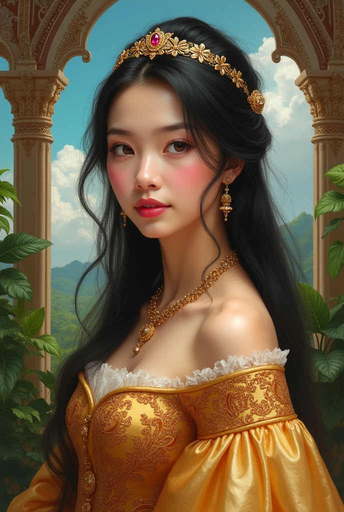 A beautiful, pretty, young lady, a princess in the old times in the Philippines