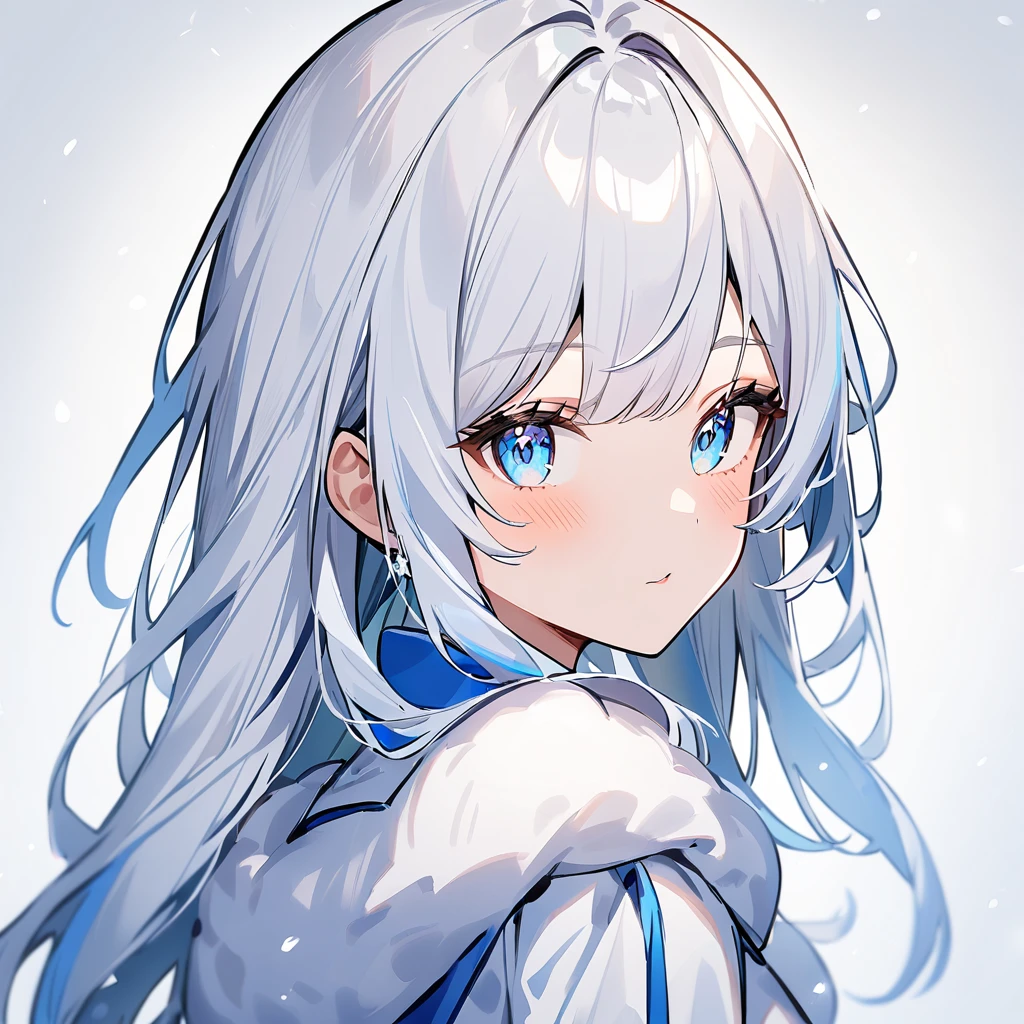 1girl,Whitehair,bluehair,Whiteandblueeyes,snowgirl