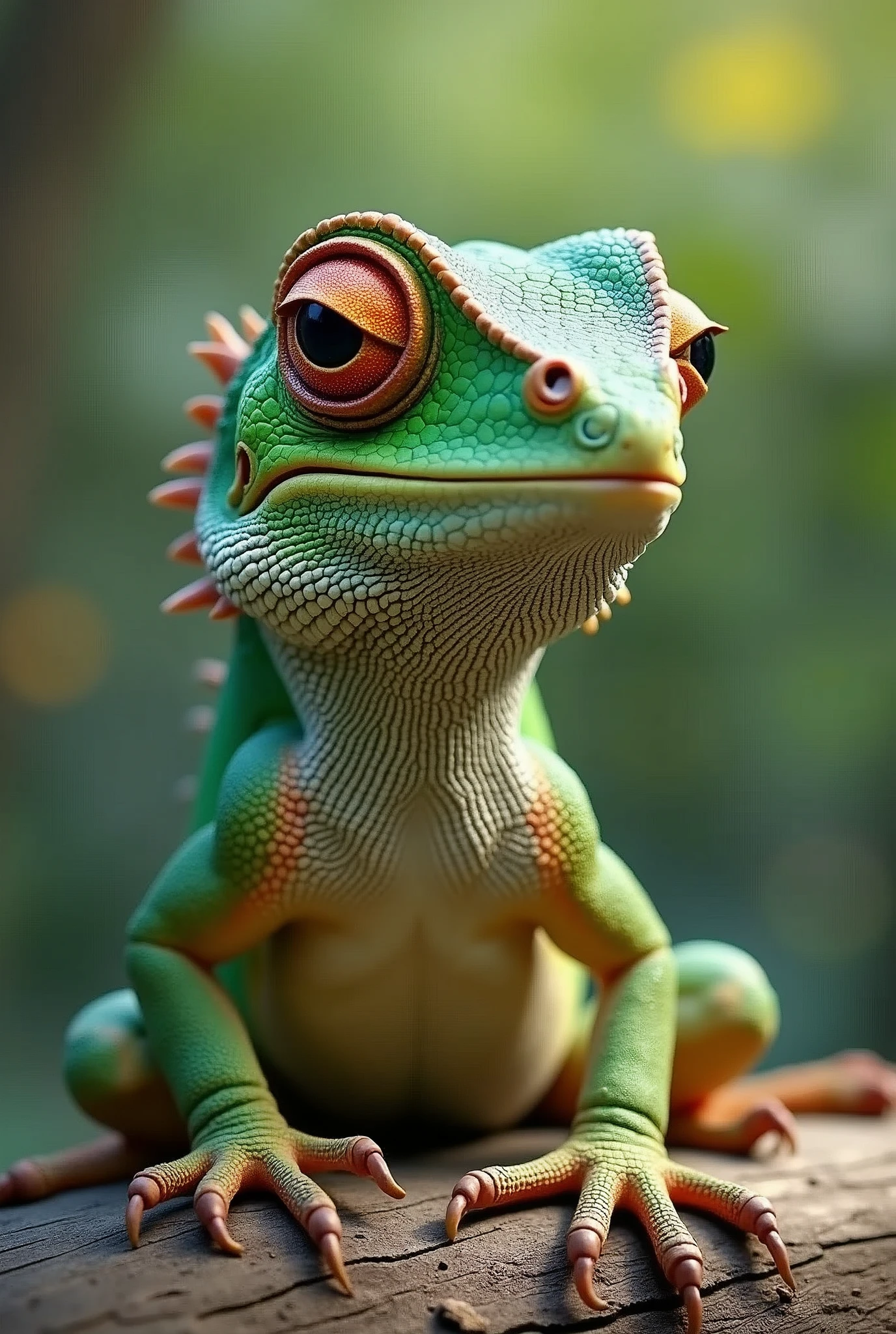 The house lizard that never bloomed was very cheerful today.
When the chameleon saw it crossing the road, it smiled and said, “Hello.”
“Hello.” The lizard said. “You here?” The chameleon's throat puffed up.
“What do you mean by 'you here'?” the lizard said.